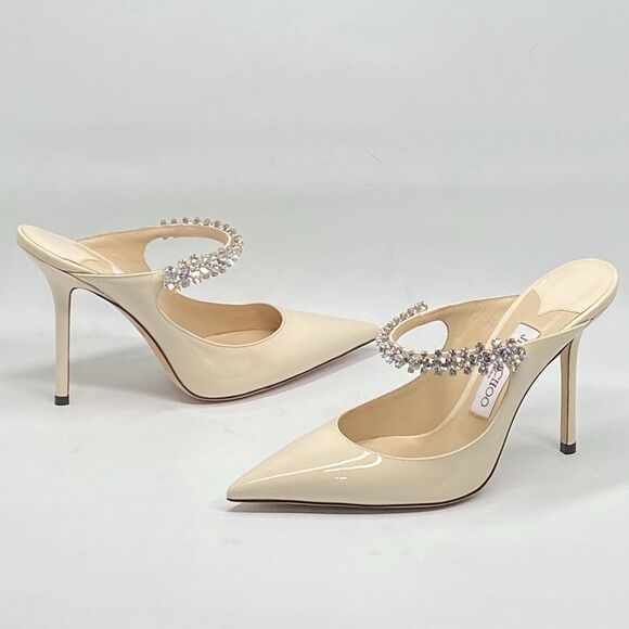 Jimmy Choo Bing 100MM Embellished Patent Leather Mules size 37 - Picture 12 of 15